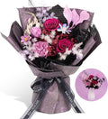 Rosaura Preserved Flowers Bouquets, Natural Real Roses for Delivery Prime, Forever Rose Bouquets Valentine's Day, Mother's Day, Christmas, Birthday Gifts-Dark Purple (with vase)