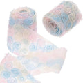 uxcell 2PCS Lace Trim Ribbon, 2.36 inch - 1 Yard 3D Rose Floral Embroidery Ribbons Edge Trimming for Sewing, Wedding Dress, DIY Crafts, Decoration Accessories, Color Blue