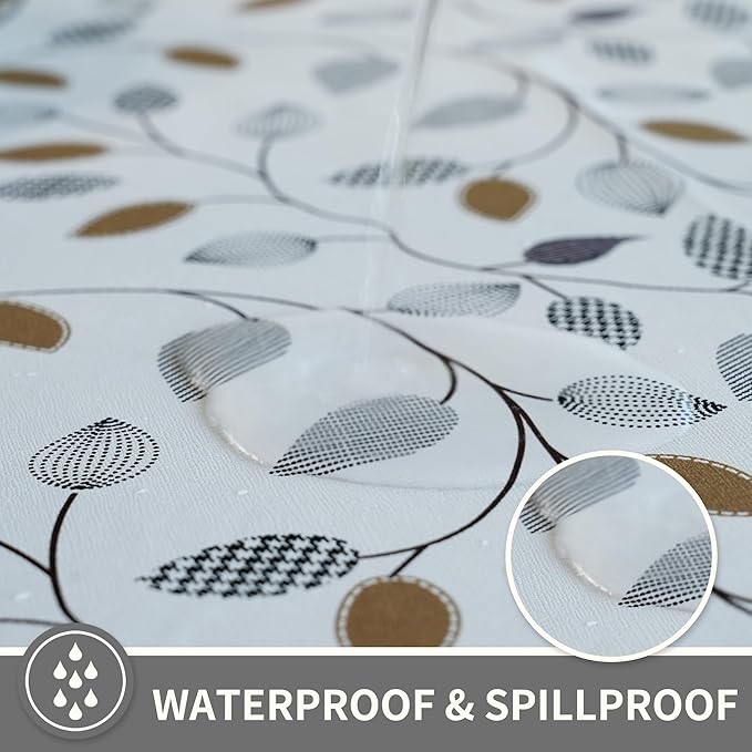 Rectangle Table Cloth,100% Waterproof Tablecloth Oil Proof Spill Proof Vinyl Table Cloth, Wipe Clean Plastic Table Cover for Dining, Camping, Indoor and Outdoor 52" x 70",Leaf