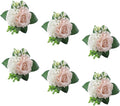 Meldel Pink&White Boutonniere for Men Wedding, Set of 6,Elegant Pearls Rose Boutonniere for Groom Groomsman Prom,Homecoming,Anniversary,Party,Prom Flowers and Vintage Wedding