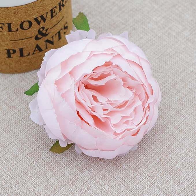 FagusHome 25 Pcs Silk Peony Artificial Flower Heads 4 inch Fake Peony Flowers Heads with Stems Artificial Peony Flower Heads in Bulk Wholesale for Wedding Home Decor (Pink)