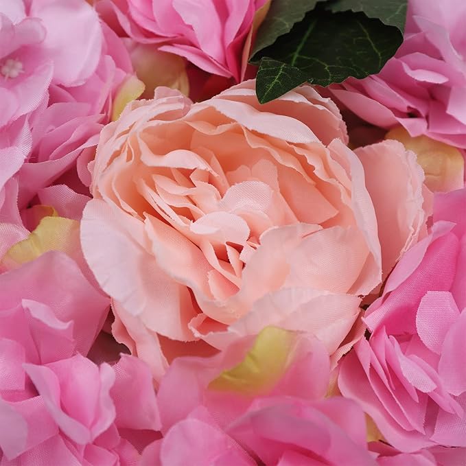 Gdrasuya10 6 Pcs Artificial Flower Wall Panels 3D Flower Background Panel for Wall, 60x40cm Wedding Flower Decorations Wall Silk Rose Panels for Party, Nail, Photo Areas, Stage Background (Pink)