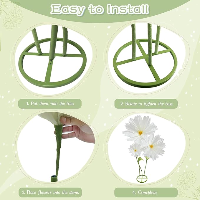 3Pcs Giant Daisies Fake Flower Decorations, 6.1 Ft Large Artificial Flowers Backdrop Decoration Waterproof 3D Big Realistic Faux Flower Set for Home Wedding Garden Christmas Party Decor(White)
