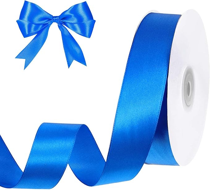 Royal Blue Ribbon 1 inch 50 Yards Blue Satin Ribbon for Lei Crafts Bows Gift Wrapping Flower Bouquet Christmas Decorations