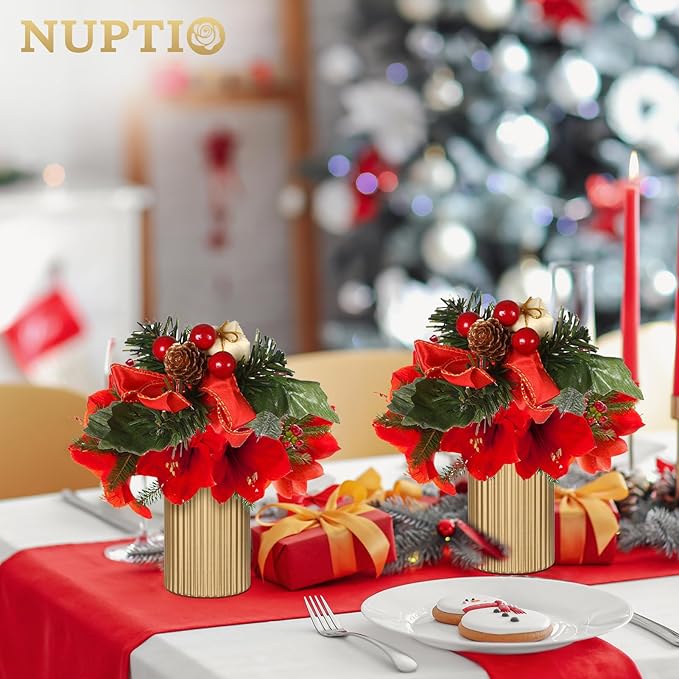 NUPTIO Gold Flower Vases for Centerpieces: 6 Pcs 5.1 inch Metal Flower Vase Flowers Stand Wedding Centerpieces for Tables Centerpiece Table Decorations