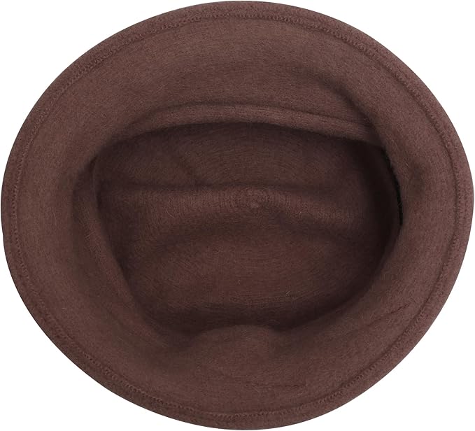 ZLYC Women Wool Cloche Bucket Hat 1920s Vintage Dress Winter Hats with Flower Accent