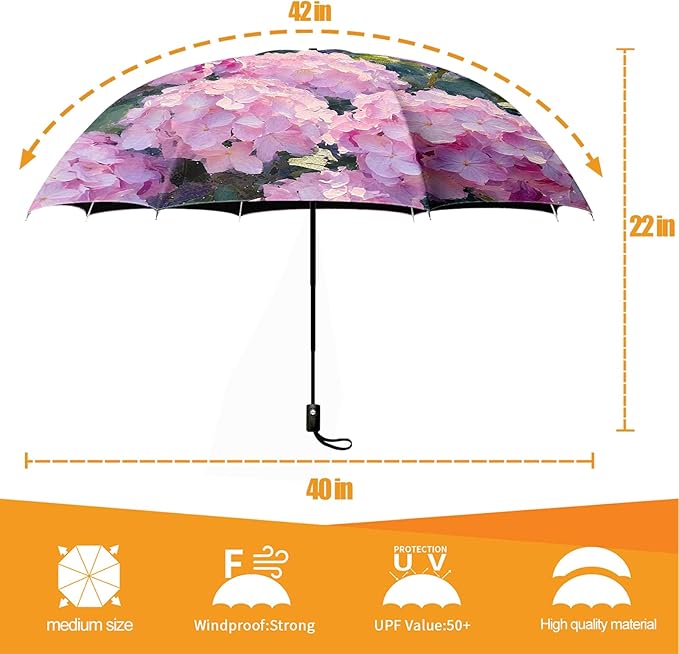 Small Compact Travel Automatic Folding Umbrella for Women, Portable Lightweight, Rain, Wind, UV Sun Shade