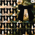 30 Pcs Velvet Ribbon Bows 3.5" x 3.5" Pre Tied Christmas Velvet Bows with Twist Tie for Gift Packaging Christmas Tree Wreaths Door Windows Wedding Party Decoration(Black)