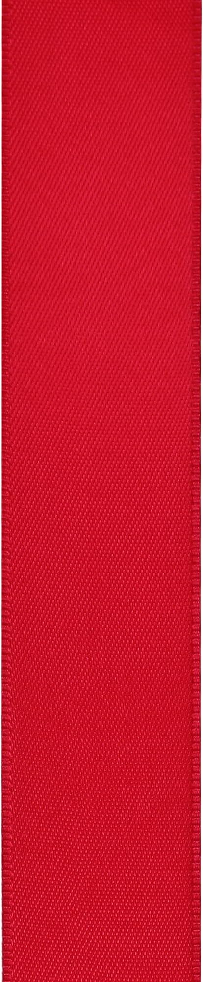 LIUYAXI Hot Red Stain Ribbon, 1/2" X Continuous 50 Yards, Double Faced Fabric RibbonPerfect for Gift Wrapping Wedding Christmas Birthday Floral Arrangement Craft