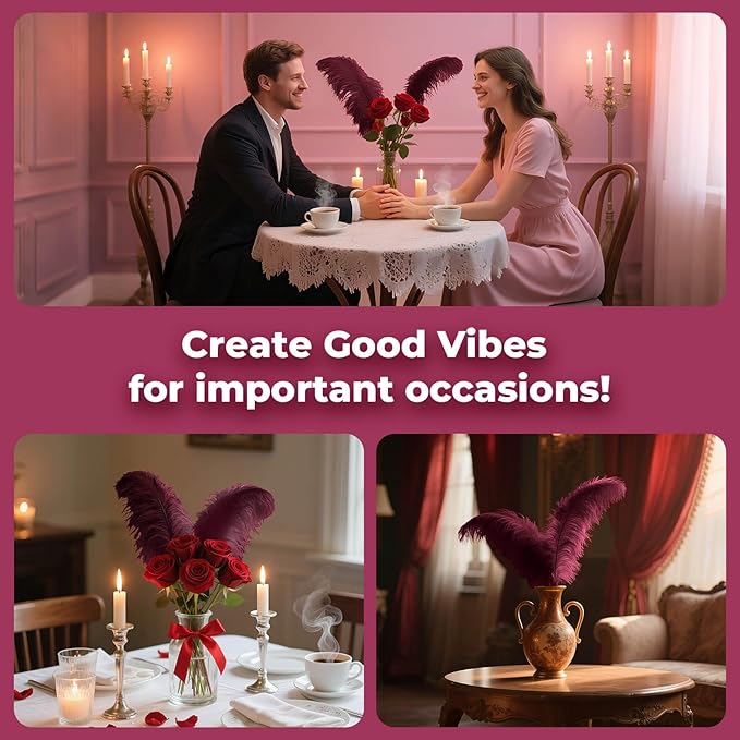 Piokio 20 pcs Burgundy Ostrich Feathers 12-14 inch(30-35 cm) Bulk for and DIY Clothes Decoration, Gatsby Decorations Wedding Party Centerpieces, Easter