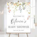 Editable Wildflower Baby Shower Welcome Sign, Personalized Boho Floral Baby Shower Sign, Spring Flowers Theme, Elegant Flower Decorations, Custom Name Signage for Boy or Girl #3