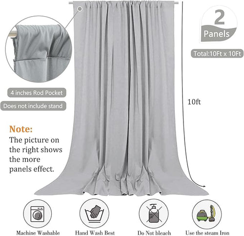 10 x 10 Feet Dark Grey Backdrop Curtain for Partie, Background Curtains for Photoshoot, Birthday, Wedding, Halloween, Thanksgiving, Christmas, New Year Party Decorations 5Ft x 10Ft, 2 Panels