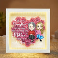 Personalized Mom Flower Shadow Box with LED Light Custom Heart Shaped Rose Flower Shadow Box Frame To My Daughter Mother's Day Portrait Shadowbox Memory Gifts for Mom from Daughter Christmas Birthday