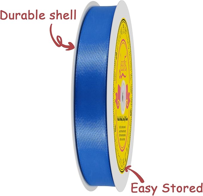 Royal Blue Satin Ribbon 7/8 inch X 100 Yards Polyester Ribbon for Gift Wrapping Very Suitable for Weddings Party Hair Bow Invitation Decorations and More