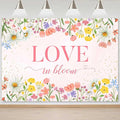 Sensfun Love in Bloom Bridal Shower Decorations Wildflower Wedding Shower Backdrop Pink Love in Bloom Engagement Party Background Spring Floral Wedding Bachelorette Party Decorations Supplies 6x4ft