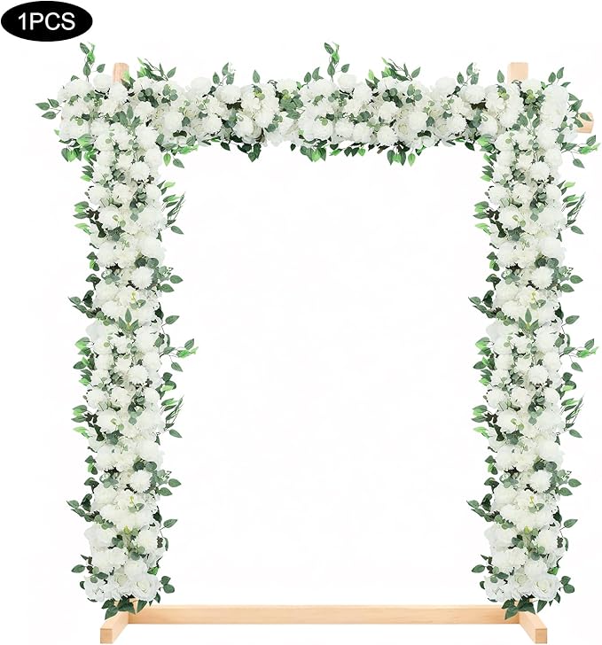 TFCFL Artificial Flowers Row, 39.5" X 12" Wedding Arch Faux Floral Swags, 3D Flower Panels Arrangement, DIY Wall Backdrop for Wedding Party Table Runner Decoration (White)