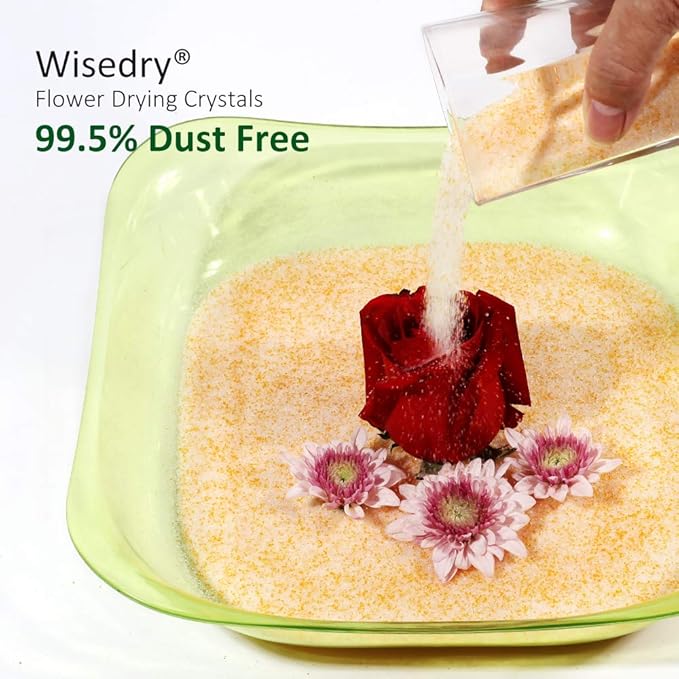 wisedry 10 LBS Silica Gel Flower Drying Crystals, 2 Packs of 5 LBS, Fine Crystals < 1mm, Color Indicating, Reusable