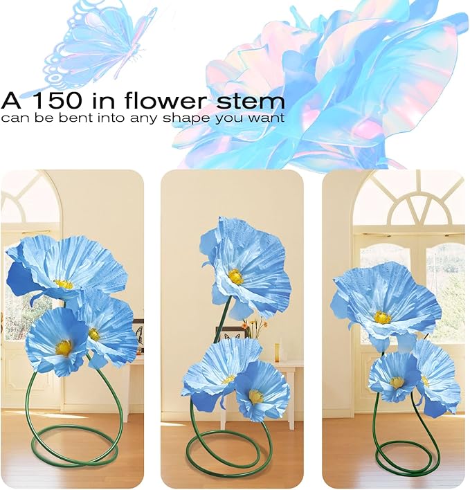 Wedding Reception Decor Giant Artificial Flowers - Large Flower Realistic Paper Flowers for Wedding Ceremony Arch Party Garden Home Decor Indoor Decorations 3 Pack (Blue)
