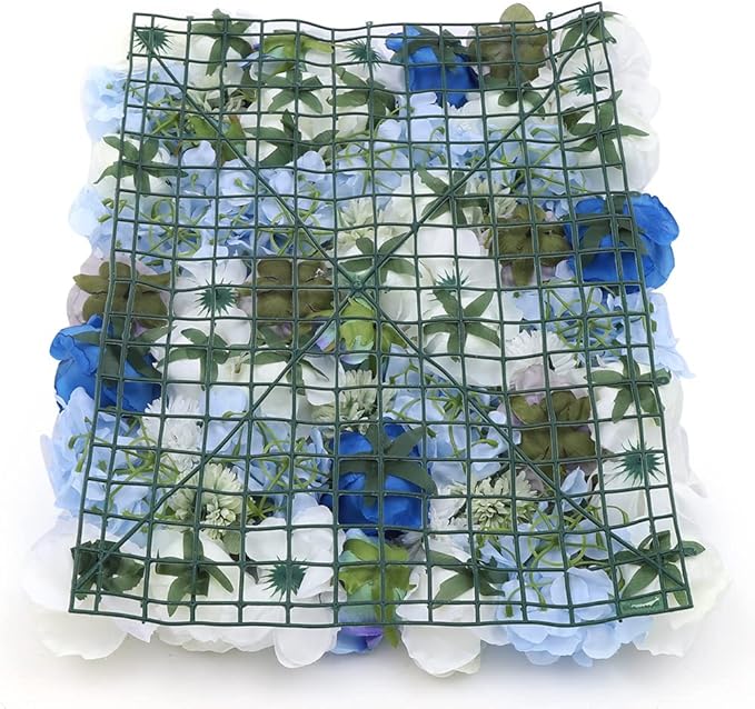 Eapmic 15.74"x 23.62" Artificial Flower Wall Panels,Flower Wall Mat Silk Flower Panels for Outdoor Garden Backyard Fence Fence Privacy Screen and Indoor Wall Decor (6Pcs White+Blue)