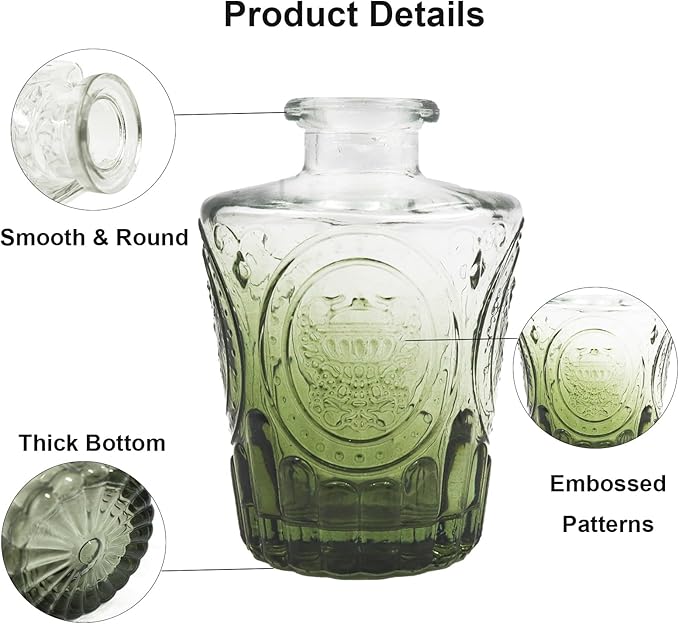 Glass Bud Vases Set of 36PCS, Small Flower Vases for Wedding Centerpiece Table Decoration, Vintage Vase in Bulk for Flower Arrangements, Mini Vase for Birthday Party, Festival Home Decor,Green