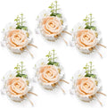 Serwalin 6 PCS Champagne Rose Wrist Corsages Wristlet for Wedding, Corsages for Prom Party Homecoming Corsage Hand Decor for Bride Bridesmaids, Mother of Bride and Groom