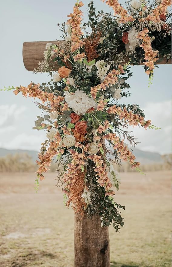 8PCS Delphinium Artificial Flowers 33.5'' Larkspur Silk Flowers Faux Long Stem Flowers for Wedding Table Centerpieces Home Garden Decor(Brown)