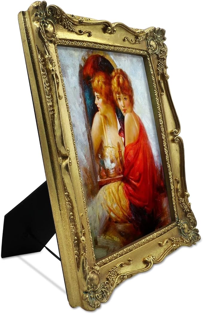 SIMON'S SHOP Gold Picture Frames 8x10 for Wall and Tabletop Vertical or Horizontal Display, Vintage Photo Frame with Glass Cover, Baroque Style Home Decor