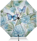 Automatic Folding Umbrella Windproof Strong, UV Protection Compact Floral Hydrangea Hummingbird Sun Rain Sun Rain Travel Umbrellas for Women Men
