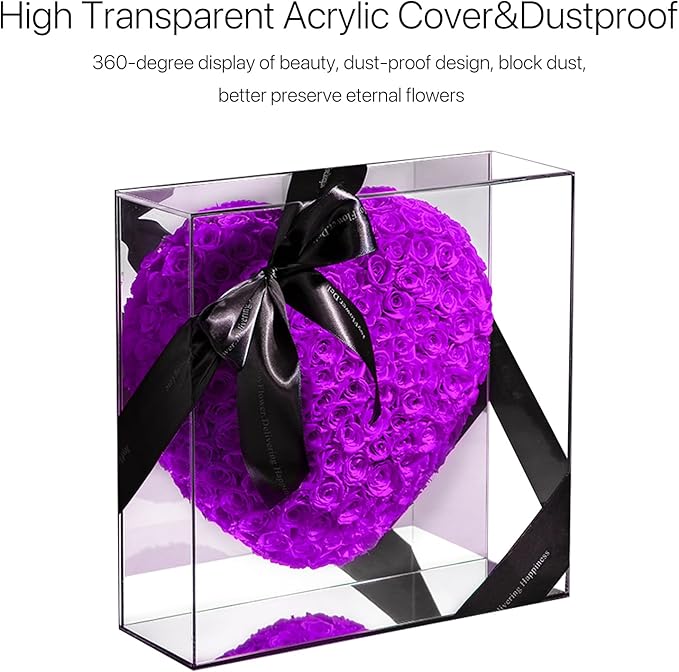 JoyFlower About 140pcs Preserved Roses Gift, Real Purple Eternal Roses for Mom, Long Lasting Forever Flowers with Gift Box for Women Girlfriend Wife Her in Valentines Mother's Day Birthday Anniversary