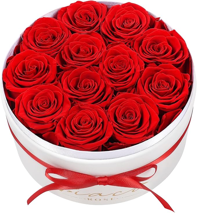 FIACO Gifts for Women Preserved Flowers in a Box-12 Forever Real Rose Flowers for Delivery Prime Birthday Gifts for Mom Grandma Wife Girlfriend Sister Fresh Flowers Eternal Rose