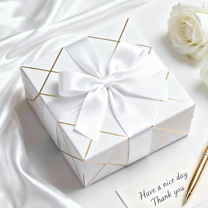 1-1/2" x 50 Yards Satin Ribbon - White Silk Ribbon with Spool - Ideal for Gift Wrapping, Floral Bouquets, Crafts, Wedding Party Decorations, Christmas and Sewing Projects