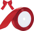 Red Ribbon for Gift Wrapping, 1 inch Polyester Satin Hair Ribbon for Flower Bouquet, Weeding Decoration, Baby Shower, Crafts Bows Fabric Christmas Ribbons 25 Yards