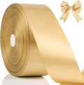 NESCCI 100 Yards Ribbon,1-1/2 Inch Champagne Gold Satin Ribbon,Single Face Satin Ribbons,Perfect for Gift Wrapping,Wedding Decoration,Handmade Bows, Wrapping Bouquet and More