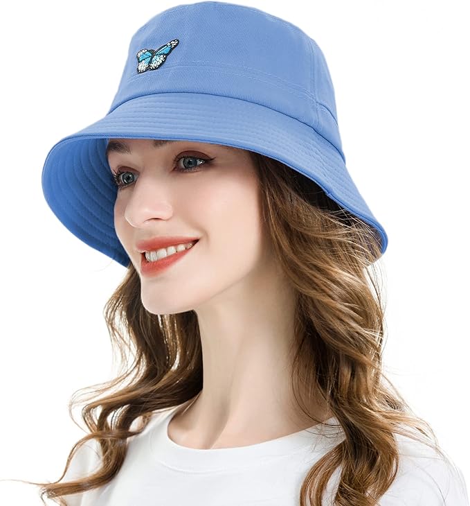 ZLYC Unisex Fashion Embroidered Bucket Hat Summer Fisherman Cap for Men Women