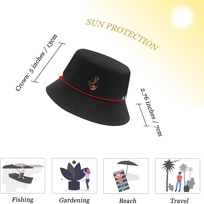 ZLYC Unisex Fashion Embroidered Bucket Hat Summer Fisherman Cap for Men Women