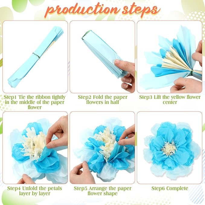 MotiMind 12 Pcs Large Colorful Tissue Paper Flowers 20" 10'' Giant Fiesta Paper Flowers Mexican Pom for Carnival Party Wall Backdrop Decoration Wedding Birthday(Gradient Pastel)