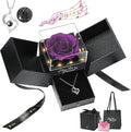 Emibele Preserved Rose Gifts for Women, Eternal Flower Rose Box with Heart Necklace, Romantic I Love You Gifts for Her Women Wife Mom Grandma on Valentines Mothers Day Birthday Anniversary