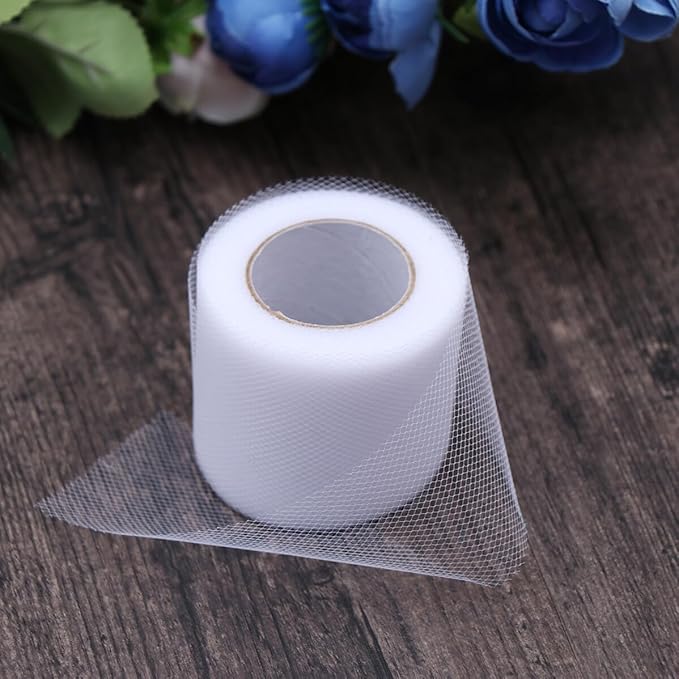 2 PCS White Polyester Mesh Tulle Rolls for Wedding Decorations DIY Craft Sewing Bow Tutu Skirt Bouquet Wrapping Organza Fabric