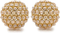 Modern Day Accents 3978 Facetas Perla 4" Gold Cristal & Pearl Spheres - Set of 2, Home Decor, Coffee Table Decor, Decorative Balls, Gem Sphere Ball, Modern Home Decor, Bowl fillers, Gemstone