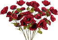 30 Heads 6 PCS Red Poppy Flowers Artificial Flowers Silk Flowers 32 in Poppy Flowers for Wedding Home Party Table Centerpiece Arrangement Decoration (Red)