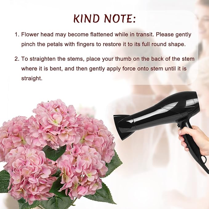 Hollyone Pink Hydrangea Artificial Flowers Large Artificial Hydrangeas Silk Flowers for Home Decor Indoor Wedding Flowers Bouquets Faux Flowers Kitchen Centerpiece Table Decorations