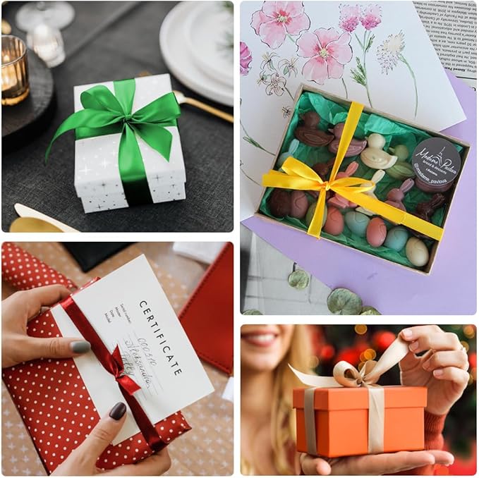 KMER LIFE 1-1/2" Wide x 50 Yards Green Single Faced Polyester Satin Ribbon for Wedding Decor, Wreath, Crafts, Gift Wrapping & Other Projects