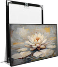 Ethereal white lotus floating on Crystal Waters poster vintage oil painting printwall art soft blush and gold accents serene home and office decor dreamy 12x18in Metal blackFramed