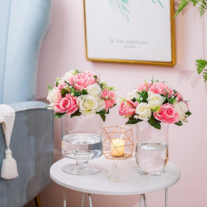 Flower Centerpieces for Wedding Tables: Wedding Table Decorations Pink & White Flower Balls Centerpieces for Engagement Cerebration Party Center Pieces 2 Packs