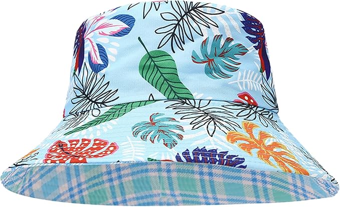 Bucket Hat for Women Men, Cotton Reversible Double Side Wear Sun Hats Beach Fisherman Hat