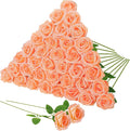 36 Pcs Peach Pink Artificial Roses with Long Stems, Fake Silk Rose Artificial Flowers Bulk for Bridal Wedding Bouquet Centerpiece Ball Arrangement Party Decor