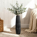 Tall Black Floor Vase – 15.7" Twisted Geometric Ceramic Vase for Modern Home, Living Room, Table Centerpiece or Corner Decoration