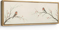 SIGNFORD Large Framed Canvas Print Wall Art Minimalist Birds on Branches with Red Berries Illustrations Modern Art Relax/Calm Warm for Living Room, Bedroom, Office - 60"x20"