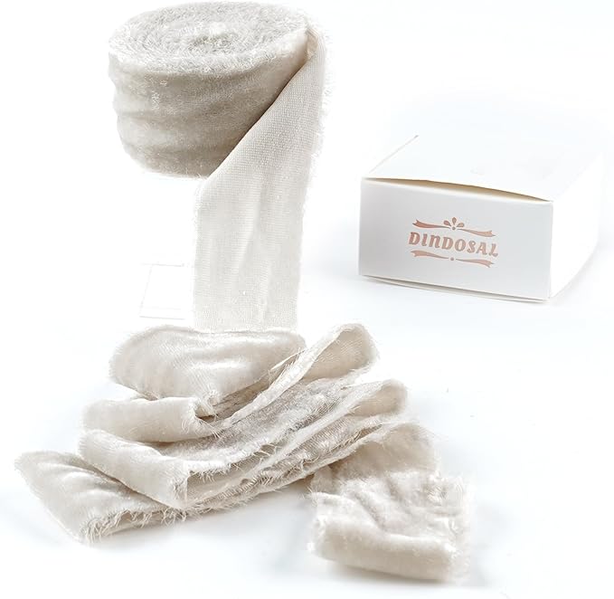 Taupe Velvet Ribbon 1.5 Inch Frayed Silk Velvet Ribbon Rustic Christmas Velvet for Gift Wrapping, Raw Edge Boho, Wedding Invitation Bridal Bouquet -3yards