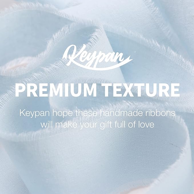 Blue Ribbon 1-1/2 x 15 Yards Handmade Cotton Frayed Fringe Fabric Ribbons for Crafts Flower Bouquets Wedding Baby Shower Home DIY Decor